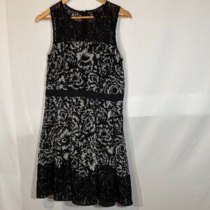 Ann Taylor Black and White Floral and lace Dress